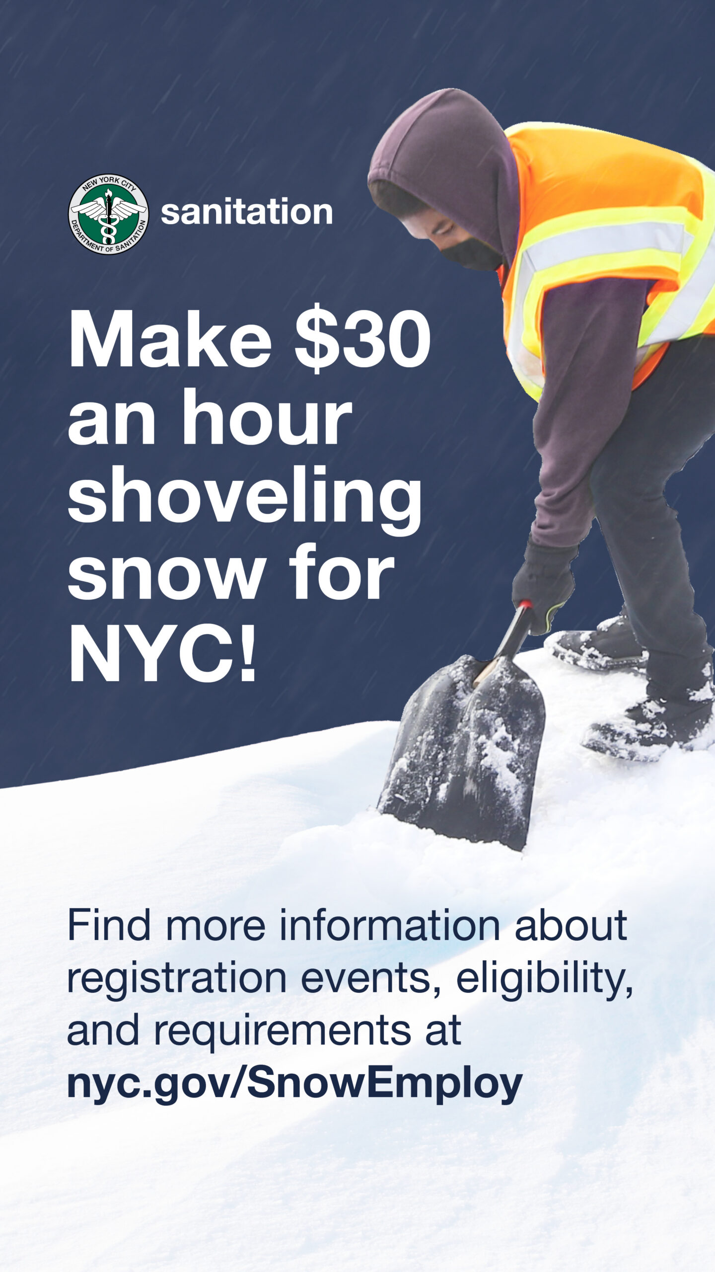 Earn $30/Hour Emergency Snow Shoveling with NYC Sanitation